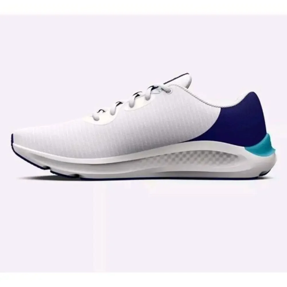 Under ARMOUR Charged Pursuit 3 TECH Men's Size 11.5 White Blue Gym Running Train